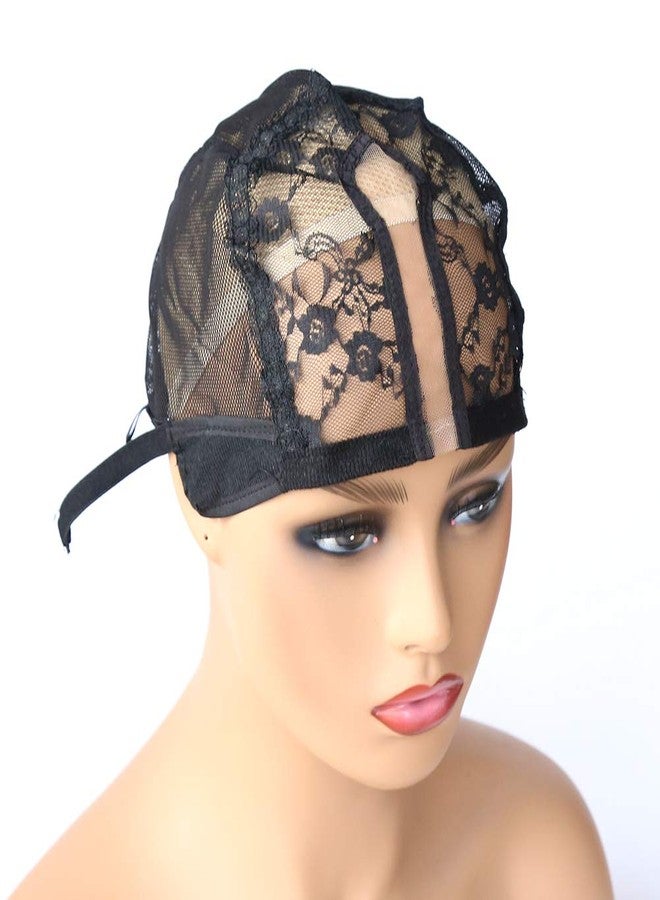 BTWTRY U Part Wig Cap for Making Wigs with Adjustable Strap Medium Size Black Dome Mesh Weaving Wig Cap for Women and Girls DIY Wigs (1 Pc, Black) - Image 1